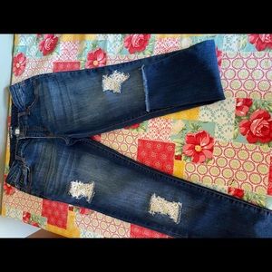 Girls size 16 distressed lace jeans
